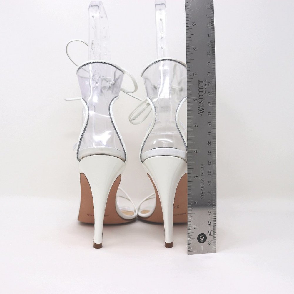 37.5 Manolo Clear PVC Ankle Tie Strap Sandals - Picture 4 of 8
